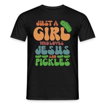 Pickles & Jesus Pickle Vegetable Growing - Men's T-Shirt - black - Front - AI Model Male 178 light (178cm)