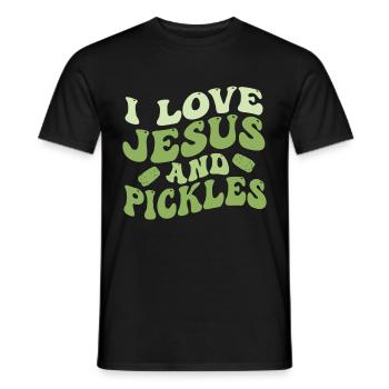 Pickles & Jesus Pickle Vegetable Growing - Men's T-Shirt - black - Front - AI Model Male 178 light (178cm)