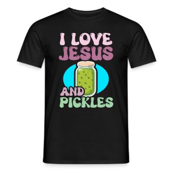 Pickles & Jesus Pickle Vegetable Growing - Men's T-Shirt - black - Front - AI Model Male 178 light (178cm)
