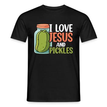 Pickles & Jesus Pickle Vegetable Growing - Men's T-Shirt - black - Front - AI Model Male 178 light (178cm)