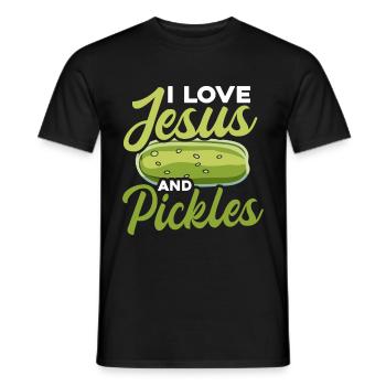 Pickles & Jesus Pickle Vegetable Growing - Men's T-Shirt - black - Front - AI Model Male 178 light (178cm)