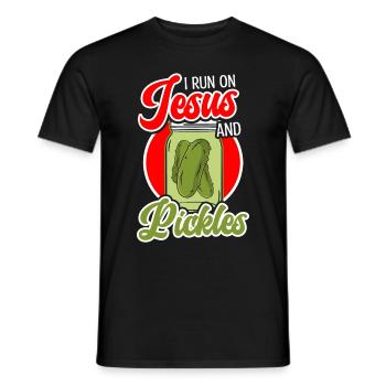 Pickles & Jesus Pickle Vegetable Growing - Men's T-Shirt - black - Front - AI Model Male 178 light (178cm)