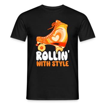 Roller Skates Funny 80s Roller Disco Skating - Men's T-Shirt - black - Front - AI Model Male 178 light (178cm)