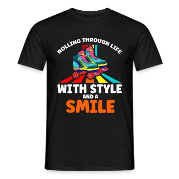 Roller Skates Funny 80s Roller Disco Skating - Men's T-Shirt - black - Front - AI Model Male 178 light (178cm)