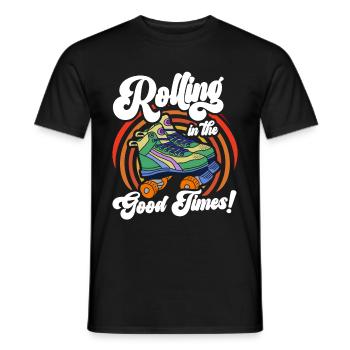 Roller Skates Funny 80s Roller Disco Skating - Men's T-Shirt - black - Front - AI Model Male 178 light (178cm)