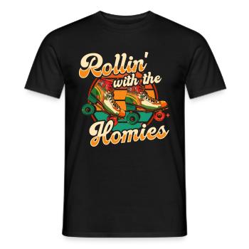 Roller Skates Funny 80s Roller Disco Skating - Men's T-Shirt - black - Front - AI Model Male 178 light (178cm)