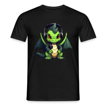 Cute Dragon Gamer Gaming Dragon Lover - Men's T-Shirt - black - Front - AI Model Male 178 light (178cm)