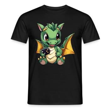 Cute Dragon Gamer Gaming Dragon Lover - Men's T-Shirt - black - Front - AI Model Male 178 light (178cm)