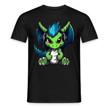 Cute Dragon Gamer Gaming Dragon Lover - Men's T-Shirt - black - Front - AI Model Male 178 light (178cm)