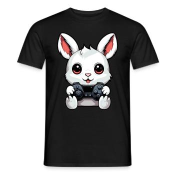 Süßer Kaninchenspieler Gaming Hasenliebhaber - Männer T-Shirt - Schwarz - Vorne - AI Model Male 178 light (178cm)