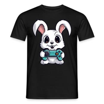 Süßer Kaninchenspieler Gaming Hasenliebhaber - Männer T-Shirt - Schwarz - Vorne - AI Model Male 178 light (178cm)