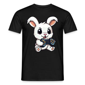 Süßer Kaninchenspieler Gaming Hasenliebhaber - Männer T-Shirt - Schwarz - Vorne - AI Model Male 178 light (178cm)