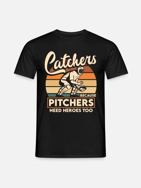 Catcher Softball Lover Bat Ball - Men's T-Shirt - black