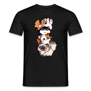 Cat Cute Kitty Stack Cats Anime Kawaii - Men's T-Shirt - black - Front - AI Model Male 178 light (178cm)