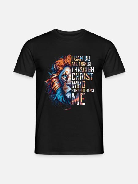 I Can Do All Things Through Christ Lion Faith - Mænd T-shirt - sort
