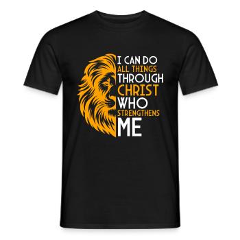 Je peux tout faire par la foi du Christ Lion - T-shirt homme - noir - Devant - AI Model Male 178 light (178cm)