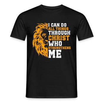 Je peux tout faire par la foi du Christ Lion - T-shirt homme - noir - Devant - AI Model Male 178 light (178cm)