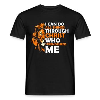 Je peux tout faire par la foi du Christ Lion - T-shirt homme - noir - Devant - AI Model Male 178 light (178cm)