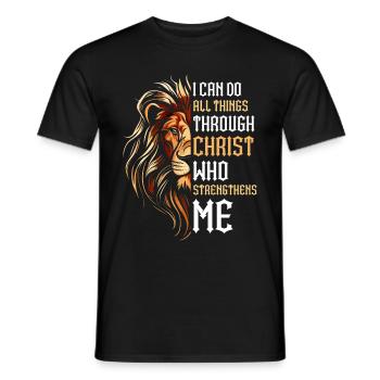 Je peux tout faire par la foi du Christ Lion - T-shirt homme - noir - Devant - AI Model Male 178 light (178cm)