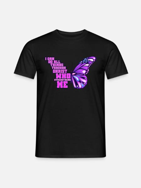 I Can Do All Things Through Christ Butterfly - Männer T-Shirt - Schwarz