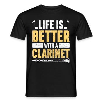 Clarinetist Clarinet Playing Bass Musician - Men's T-Shirt - black - Front - AI Model Male 178 light (178cm)