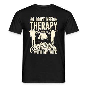 Husband And Wife Camping Partner Couple Matching - Men's T-Shirt - black - Front - AI Model Male 178 light (178cm)