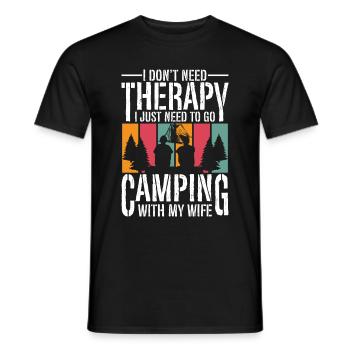 Husband And Wife Camping Partner Couple Matching - Men's T-Shirt - black - Front - AI Model Male 178 light (178cm)