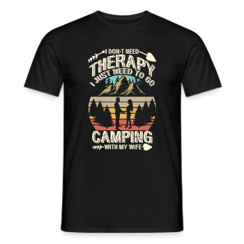 Husband And Wife Camping Partner Couple Matching - Men's T-Shirt - black - Front - AI Model Male 178 light (178cm)