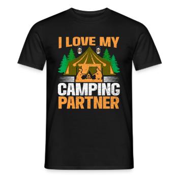 Husband And Wife Camping Partner Couple Matching - Men's T-Shirt - black - Front - AI Model Male 178 light (178cm)