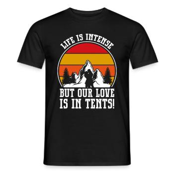 Husband And Wife Camping Partner Couple Matching - Men's T-Shirt - black - Front - AI Model Male 178 light (178cm)