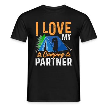 Husband And Wife Camping Partner Couple Matching - Men's T-Shirt - black - Front - AI Model Male 178 light (178cm)