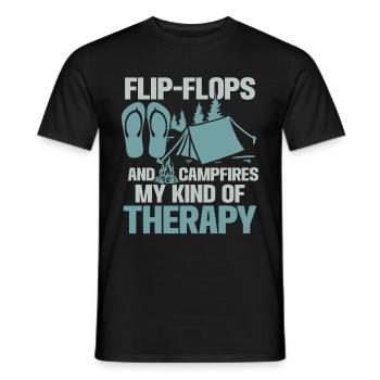 Camping Flip Flops Camper Natur Outdoor - Männer T-Shirt - Schwarz - Vorne - AI Model Male 178 light (178cm)