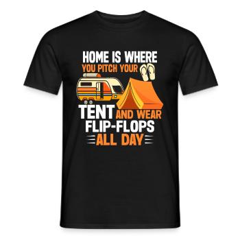 Camping Flip Flops Camper Natur Outdoor - Männer T-Shirt - Schwarz - Vorne - AI Model Male 178 light (178cm)