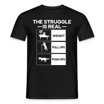 Der Kampf Ist Ein Echtes T-Rex Dinosaurier Fitness - Männer T-Shirt - Schwarz - Vorne - AI Model Male 178 light (178cm)