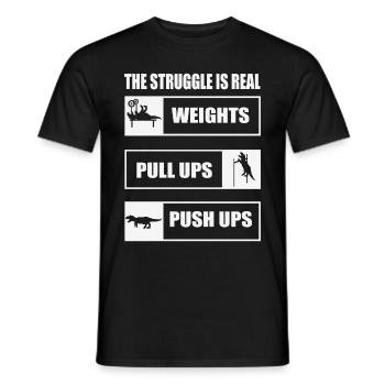 The Fight Is A Real T-Rex Dinosaur Fitness - Men's T-Shirt - black - Front - AI Model Male 178 light (178cm)