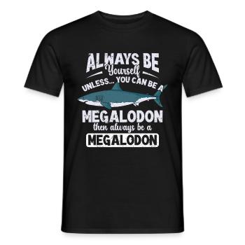 Megalodon Shark Biology Ocean Shark Lover - Men's T-Shirt - black - Front - AI Model Male 178 light (178cm)