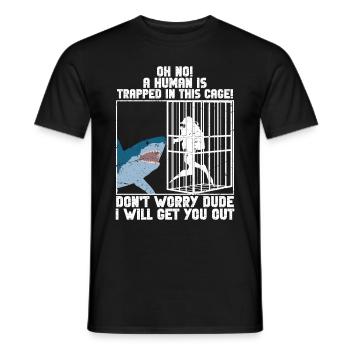 Megalodon Shark Biology Ocean Shark Lover - Men's T-Shirt - black - Front - AI Model Male 178 light (178cm)