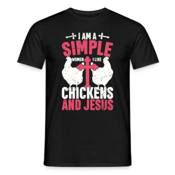 Jesus And Chickens Farmer Lover Farmer - Men's T-Shirt - black - Front - AI Model Male 178 light (178cm)
