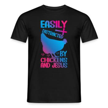 Jesus And Chickens Farmer Lover Farmer - Men's T-Shirt - black - Front - AI Model Male 178 light (178cm)