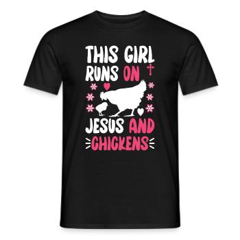 Jesus And Chickens Farmer Lover Farmer - Men's T-Shirt - black - Front - AI Model Male 178 light (178cm)
