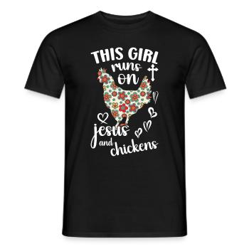 Jesus And Chickens Farmer Lover Farmer - Men's T-Shirt - black - Front - AI Model Male 178 light (178cm)