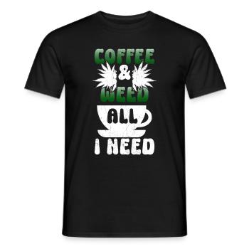 Weed, Café, Cannabis, Stoner, Caféine, Ganja - T-shirt homme - noir - Devant - AI Model Male 178 light (178cm)