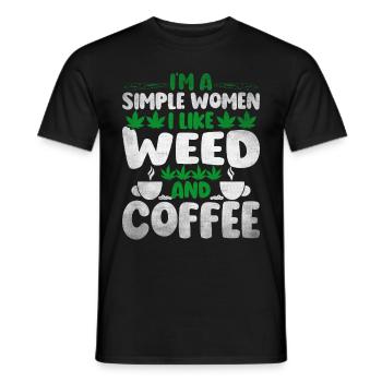 Weed, Café, Cannabis, Stoner, Caféine, Ganja - T-shirt homme - noir - Devant - AI Model Male 178 light (178cm)