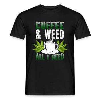 Weed Coffee Cannabis Stoner Caffeine Ganja - Men's T-Shirt - black - Front - AI Model Male 178 light (178cm)