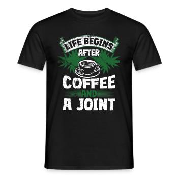 Weed Coffee Cannabis Stoner Caffeine Ganja - Men's T-Shirt - black - Front - AI Model Male 178 light (178cm)