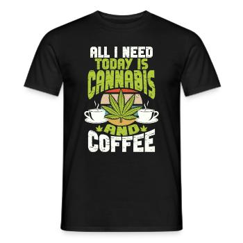 Weed Coffee Cannabis Stoner Caffeine Ganja - Men's T-Shirt - black - Front - AI Model Male 178 light (178cm)