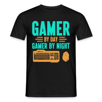 PC Joueur Vidéo Ordinateur Nerd Jeux WASD - T-shirt homme - noir - Devant - AI Model Male 178 light (178cm)