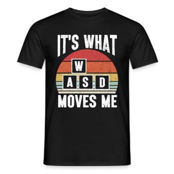 PC Joueur Vidéo Ordinateur Nerd Jeux WASD - T-shirt homme - noir - Devant - AI Model Male 178 light (178cm)