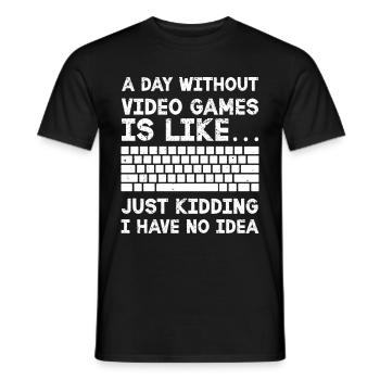 PC Joueur Vidéo Ordinateur Nerd Jeux WASD - T-shirt homme - noir - Devant - AI Model Male 178 light (178cm)