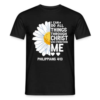 I Can Do All Things Through Christ Daisy Flower - Men's T-Shirt - black - Front - AI Model Male 178 light (178cm)